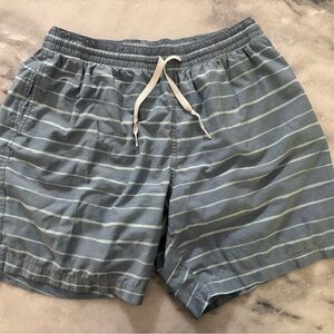 Men's Chubbies Medium Blue Green Striped Lined Swim suit 7”